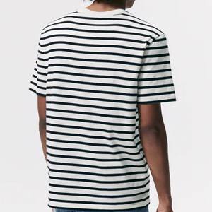 Conception de logo personnalisé 100% coton de luxe de haute qualité côtelé col rond à manches courtes poids lourd luxe t-shirt pour hommes vêtements - Product Image 3