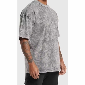 Camiseta para hombre Camisetas de lavado ácido Venta al por mayor Camisetas de algodón de gran tamaño Boxy en blanco 270 GSM Logotipo personalizado 100% Algodón para bordado - Product Image 4