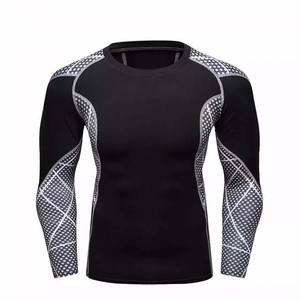 High Quality Customized Men's Rash Guard Long Fitness <b>Apparel</b> with Solid Pattern Printed Cotton Polyester Low Price Custom Logo - Product Image 5