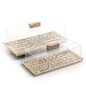 Mother of Pearl Tray with <b>Acrylic</b> Cover Gorgeous Ramadan Eid Gifts Mubarak Serving Platters & Trays Competitive Price - Product Image 1