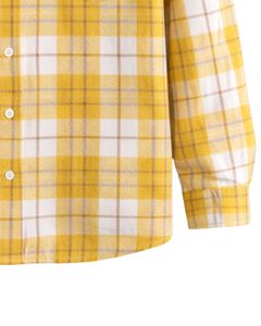 Camisa a Cuadros para Hombre, Manga Larga, Estilo Casual de Franela, Color Amarillo Mostaza y Blanco, Fabricante Personalizado, Venta al por Mayor, OEM - Product Image 6