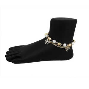 Apurva Pearls Bracelet de cheville en diamant 1501724 or rose avec placage de rhodium perle blanche - Product Image 1