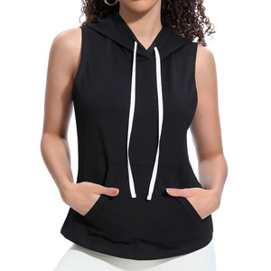 Hoodies sans manches pour femmes, design personnalisé, usage extérieur, couleur unie, confortables - Product Image 1