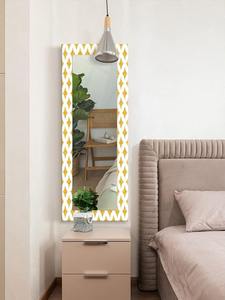 Décoration murale design moderne fait à la main miroir poli bord incrustation d'os et bois MDF pour salon chambre meubles décoratifs - Product Image 4