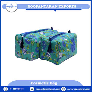 Nouvelle arrivée Bossanova bleu ouvert main bloc imprimé trousse de toilette porte-monnaie sac à cosmétiques ensemble de deux sacs Ouilted au prix le plus bas - Product Image 2