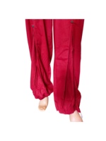 Pantalon Harem Femme Taille Mi-Haute Élastique Coupe Droite Longueur Entière 100% Coton Respirant Écologique Boutonné Couleur Unie