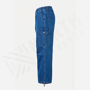 Joggers Track Stacked Straight Leg Heavyweight <b>Denim</b> Cotton Cargo Baggy Jeans Men's Pants <b>Trousers</b> Customized Color Wholesale - Product Image 3