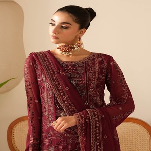 Ramsha Vol BB-1 en mousseline de soie brodée trois pièces pakistanaise Design pour les femmes fête porter des robes Panjabi - Product Image 2