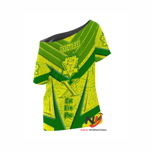 Venta al por mayor Chi Eta Phi Sorority camiseta de calidad superior algodón poliéster mezcla Logo impreso fuera del hombro camisetas para verano invierno - Product Image 3