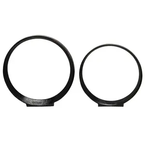 Conjunto de escultura circular de metal doble Negro Grande - Product Image 5