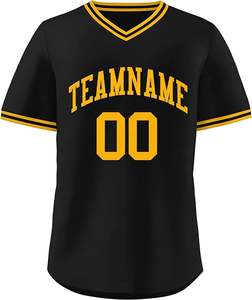 Venta al por mayor poliéster equipo desgaste deportes béisbol Camiseta cuello en V sin botón camisetas Liga Menor de Béisbol - Product Image 5