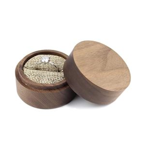 Anniversary <b>Gift</b> Engagement <b>Wedding</b> Eco-Friendly Polished Double Square Wooden Walnut Ring <b>Box</b> Sustainable Ring <b>Box</b> for <b>Wedding</b> - Product Image 2