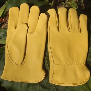 Guantes de trabajo de piel de oveja para hombre, lisos, al aire libre para uso diario, protectores de seguridad para conducir, motocicleta, jardinería, recolección de frutas - Product Image 2