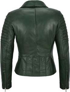 Chaqueta de cuero de Napa para mujer, chaqueta de motorista de cuero de Napa esencial para mujer - Product Image 3