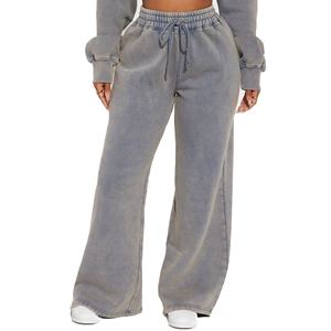 Survêtements en coton délavé à l'acide pour femmes survêtements courts en polaire épaisse personnalisés fabricant de broderie en détresse - Product Image 2