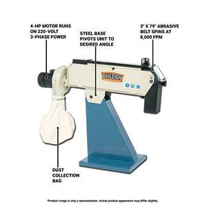 Amoladora Eléctrica de Banda de 4 HP, 3 Fases, 220V, 3'' x 79'', Fuente de Alimentación - Product Image 4