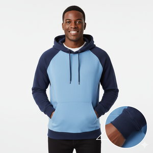 Sweat-shirts à capuche longs et plats à cordon, en molleton de coton épais et chaud de 400 g/m², pour hommes, best-sellers, avec logos brodés de votre propre marque - Product Image 2