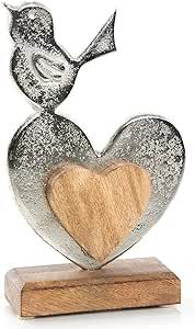 Porte-bougies tendance en bois, cadeau pour la Saint-Valentin, anniversaire, mariage, métal argenté, 10 x 10 cm, deux cœurs - Product Image 4
