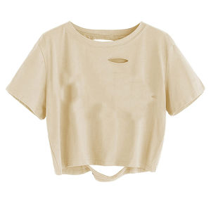 Camisetas Cortas Casuales con Cuello en V de Diseño Personalizado de Alta Calidad para Mujer, Transpirables, de Poliéster, con Estampado Veraniego, de Secado Rápido y Bajo Precio - Product Image 4