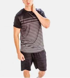 ชุดกางเกงขาสั้นระบายอากาศลำลองสำหรับผู้ชายชุดเสื้อผ้า2ชิ้นสำหรับฤดูร้อนใหม่ชุดเสื้อยืดแขนสั้นผ้าฝ้ายสีพื้น - Product Image 1