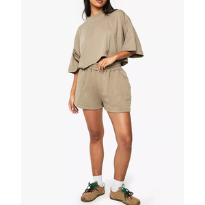 OEM <b>Shorts</b> <b>Set</b> Casual Crewneck High Quality 2 Piece <b>T</b>-<b>Shirt</b> <b>Shorts</b> <b>Sets</b> <b>Women</b> Casual Wear <b>Shorts</b> <b>Sets</b> - Product Image 6