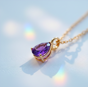 Elegante Collar con Colgante de Amatista Azul de 10×14 mm en Forma de Pera, 16 Pulgadas, Plata de Ley 925 con Baño de Oro de 18K, Regalo de Cumpleaños - Product Image 4