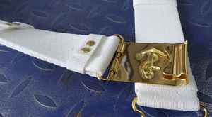 2025 Custom Brass Buckle Duty Stable Belt with <b>Gold</b> Logo White Waist Belt for Personal Defense Equipment-OEM/ODM Customized - Product Image 3