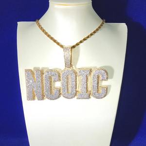 Vente chaude 925 Sterling Silver Personnalisé Lettre Hip Hop Pendentif Entièrement Glacé Moissanite Diamant Plaqué Or Prix Compétitif - Product Image 4