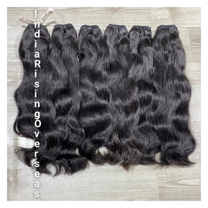 Paquetes de cabello Remy indio crudo de onda natural sin procesar Cabello de templo virgen con textura suave Volumen grueso y aspecto realista - Product Image 1