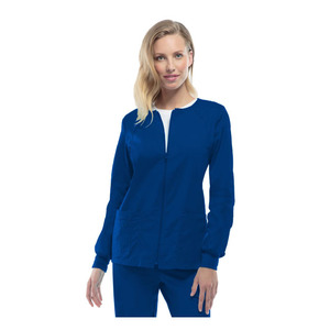 Chaqueta de calentamiento de enfermería atlética delgada para mujer con cremallera traje de uniforme exfoliante elástico para uso hospitalario temporada de verano - Product Image 3