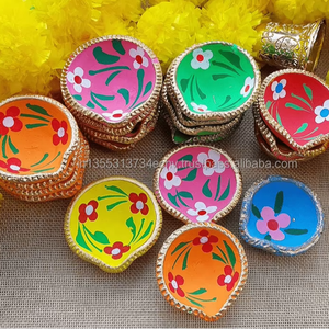 Pequeños Diyas de Arcilla Pintados a Mano, Ecológicos, Tradicionales, Decoración para el Hogar en Diwali, Regalo de Pooja, Recuerdo Festivo, Recuerdos para Invitados, Diya de Aceite - Product Image 3
