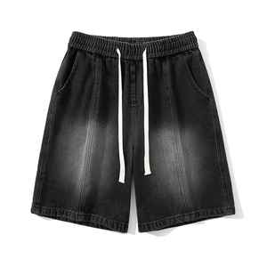 OEM personalizado verano estiramiento moda Jean pantalones cortos hombres lavado recto suelto desgastado corto Jeans Homme Vintage Fit hombres pantalones cortos de mezclilla - Product Image 1