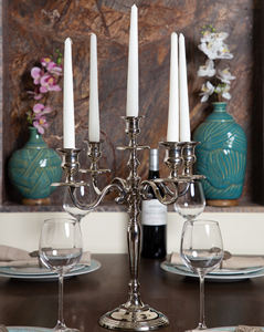 Candelabro de aluminio plateado de 5 brazos mejor valorado Fiesta en Casa Única Decorar portavelas Soporte Artesanía hecha de vidrio - Product Image 2