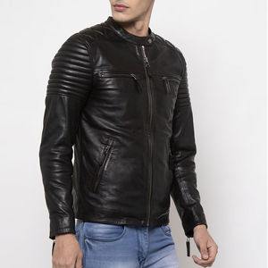 Veste en cuir de marque pure pour hommes, imperméable, look classique, avec col montant, pour l'hiver, nouvelle collection - Product Image 5