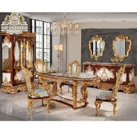Ensemble de Table à manger en or sculpté Royal, de luxe, pour grande Villa, ensemble de Table à manger en or victorien