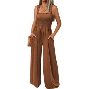 2025 monos florales informales para mujer verano sin mangas sueltos de cintura alta mamelucos de pierna ancha con bolsillos 2025 monos - Product Image 1