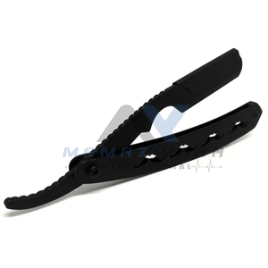 Meilleure qualité moustache coupe poignée barbier rasoir en acier inoxydable couteau pliant droit balançoire serrure porte-lame barbier rasoir - Product Image 6