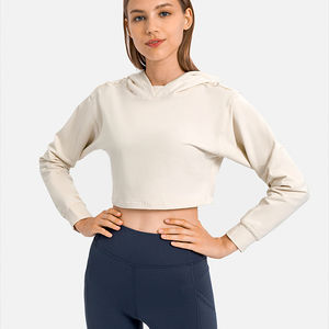 Sudadera Deportiva de Felpa para Mujer de Alta Calidad, con Logotipo Personalizado, Top Corto con Capucha y Manga Larga, Transpirable y a la Moda para Invierno - Product Image 5