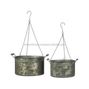 Pot de fleur et jardinière en relief galvanisé Jardinière suspendue suspendue en corde Jardinière décorative pour balcon SET DE 2 PCs - Product Image 6