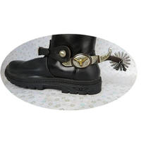 Éperons de couleur noire d'équitation équestre de haute qualité pour bottes de Cowboy personnalisation en acier inoxydable produits équins acceptés