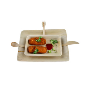 100% naturel écologique biodégradable dîner plat Rectangle plateaux feuille de palmier jetable pour le service de nourriture de mariage - Product Image 5