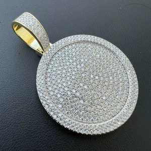 925 Sterling Silver Moissanite Brilliant Cut Ball Shape Pendant Customized Prong Setting Rhodium Plated Hip Hop Jewelry Perfect - Product Image 1