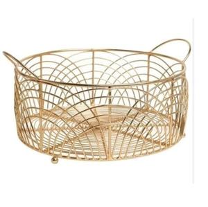 Cesta de Frutas con Acabado Dorado, Cesta Decorativa para Mesa de Desayuno, Cesta para Almacenamiento de Alimentos para Hoteles, Restaurantes y Bodas - Product Image 1