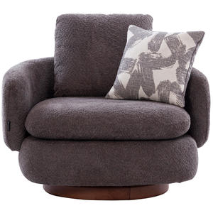 Chaise pivotante Rosia de qualité supérieure, élégante et moderne, avec revêtement en bouclette moelleuse, base en bois et style confortable et luxueux, en vente - Product Image 1