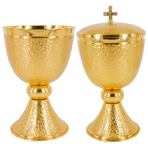 Juego de tendencia de cáliz y ciborio para el hogar y la Iglesia, suministros de productos chapados en oro, forma redonda, diseño moderno, juegos de ciborio, regalos - Product Image 3