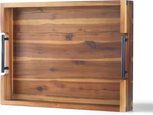 Wholesales Farmhouse Wooden Food Serving Tray With Metal Handles by Crescent Crafts - Product Image 2