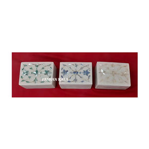 New Most Beautiful Pure <b>White</b> Marble Blue And <b>White</b> Mother Of Pearl Inlay Jewelry <b>Box</b> For Home Decoration And Wedding Gift Boxes - Product Image 1