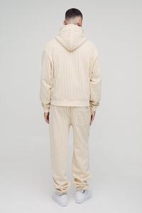 Vente en gros Pantalon de survêtement à capuche surdimensionné Ensemble de jogging Pantalon cargo Survêtement 100% coton Survêtement à rayures avec appliques zippées Vêtements de gym - Product Image 4