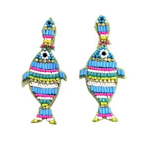 Pendientes Colgantes Bordados a Mano Multicolores con Diseño de Flores para Mujeres y Niñas, para Fiestas y Ocasiones Especiales, de la India, por MD Handicrafts - Product Image 4