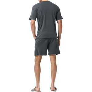 ¡Novedad de 2025! Pijama corto con estampado sólido hecho a medida para hombre, ropa de dormir transpirable de algodón de bambú suave para estilo informal de otoño - Product Image 6